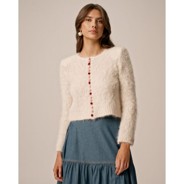 Alpaca Button Down Jacket - Off white 