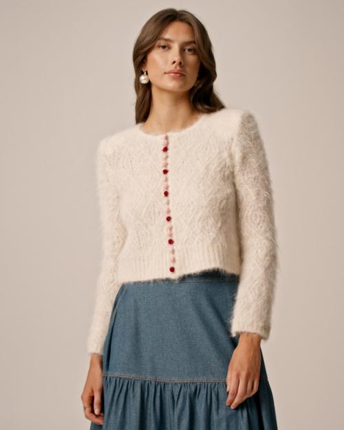 Alpaca Button Down Jacket - Off white 