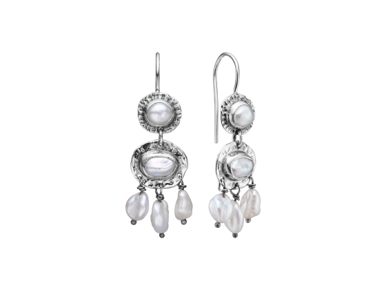 Øreheng Margrethe Silver White Keshi