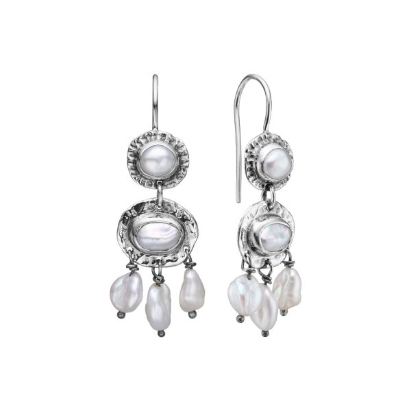 Øreheng Margrethe Silver White Keshi