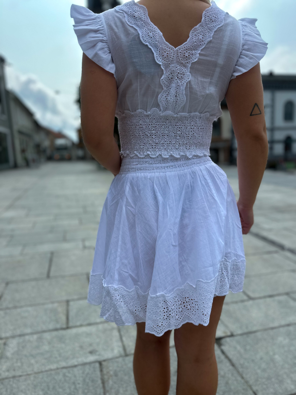 Cotton Slub Mini Skirt - White  - Image 2