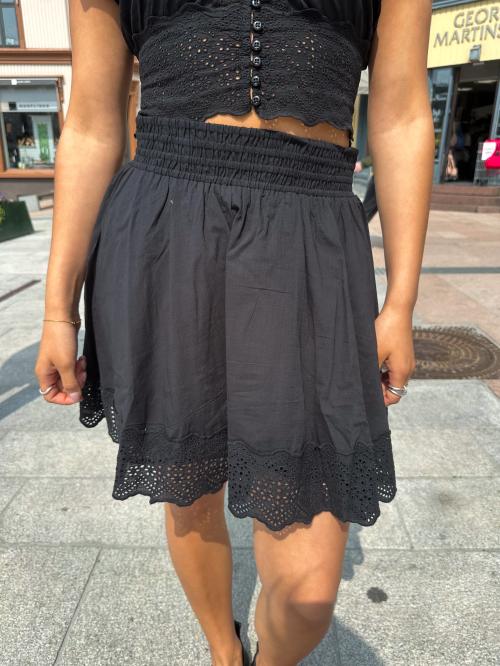 Cotton Slub Mini Skirt - Black 