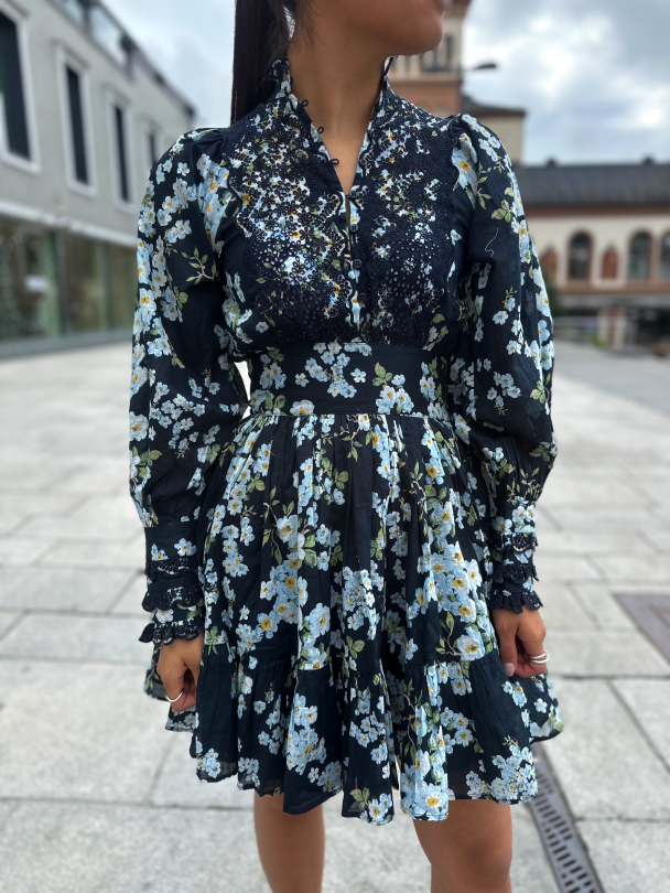 Cotton Slub Mini Dress - Cherry Blossom  - Image 1