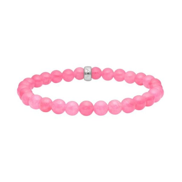 Armbånd på strikk med rosa svampkvarts