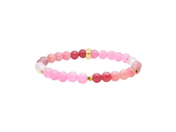 Armbånd på strikk med rosa kvarts mix