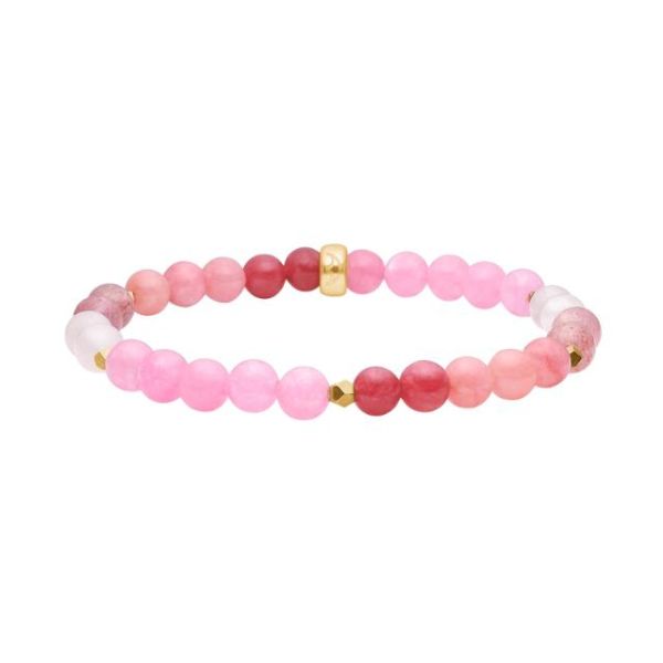 Armbånd på strikk med rosa kvarts mix