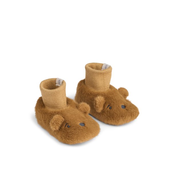 Beth Bear Plush Slippers - Golden Caramel - Image 1