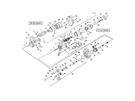 Thrust washer, starter gear bolt