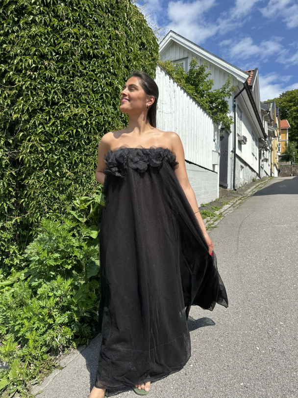 Tulle Decorated Dress - Black  - Image 5