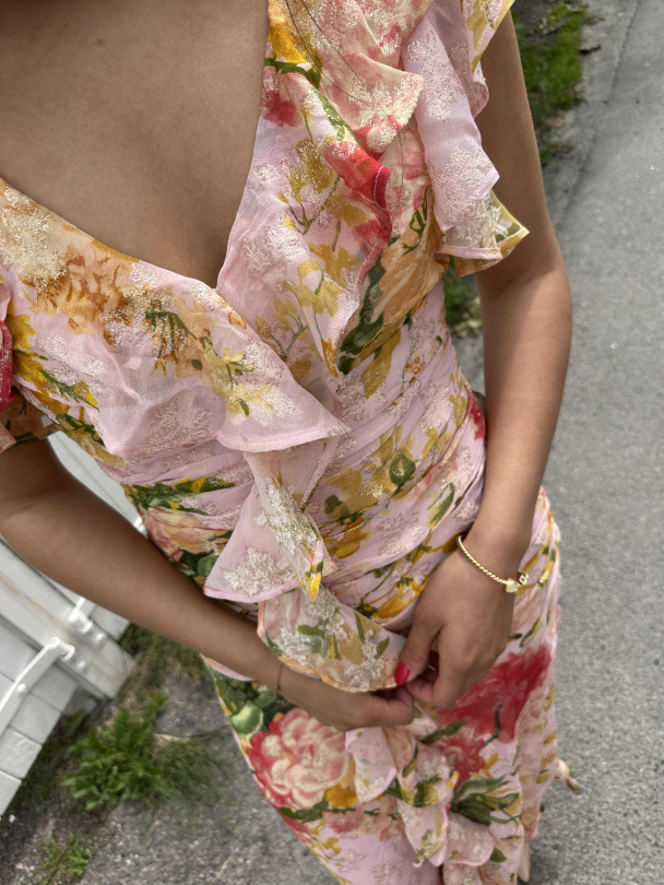 Georgette Ruching Dress - Blush Flowers - Image 2
