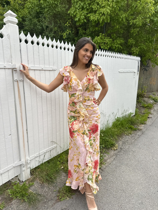 Georgette Ruching Dress - Blush Flowers - Image 3