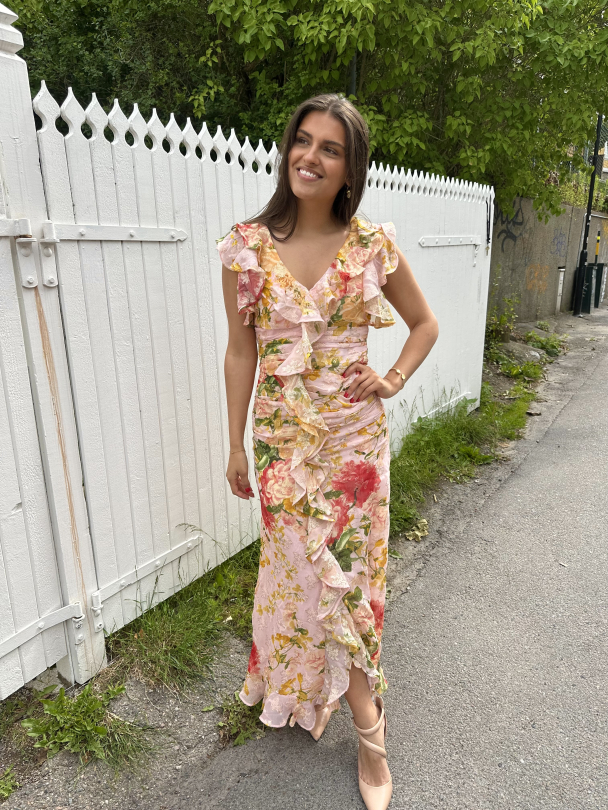 Georgette Ruching Dress - Blush Flowers - Image 4