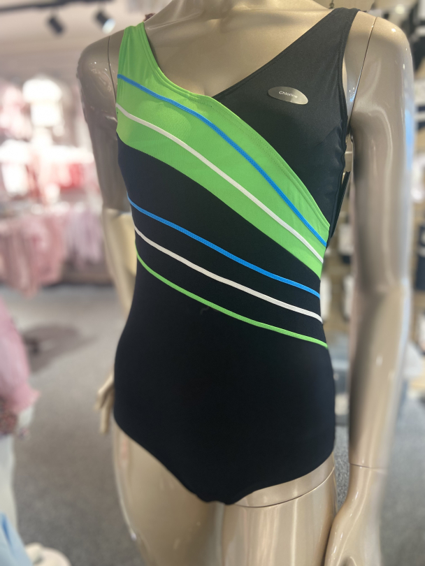 Badedrakt Klorresistent Svart/Grønn