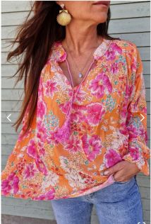 Susanne Blouse Orange Flower