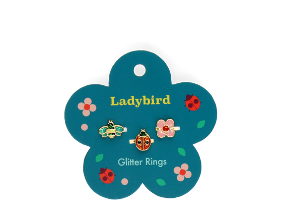 Glitter ringer (3stk) - Ladybird
