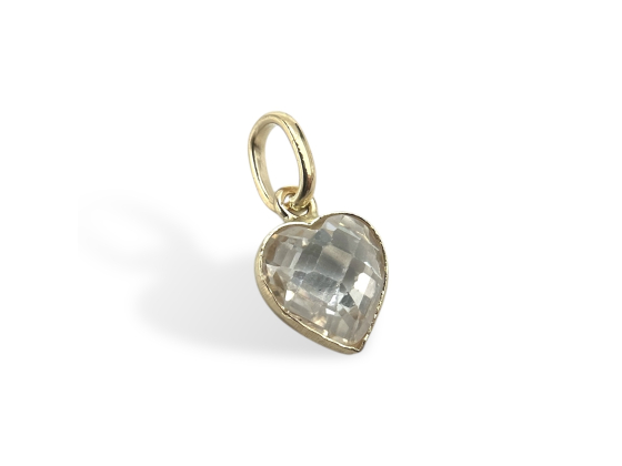 Gull hjerte anheng m. cubic zirkonia