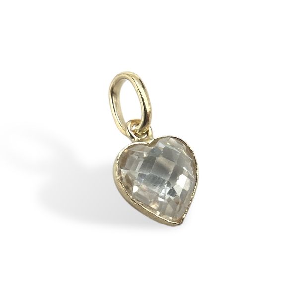 Gull hjerte anheng m. cubic zirkonia