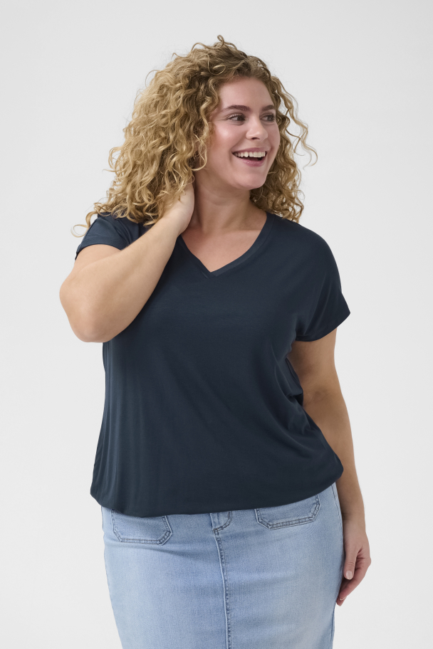 Kaffe Curve Jena t-skjorte med strikk - Image 1