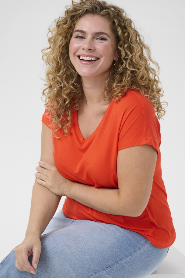 Kaffe Curve Jena t-skjorte med strikk - Image 6