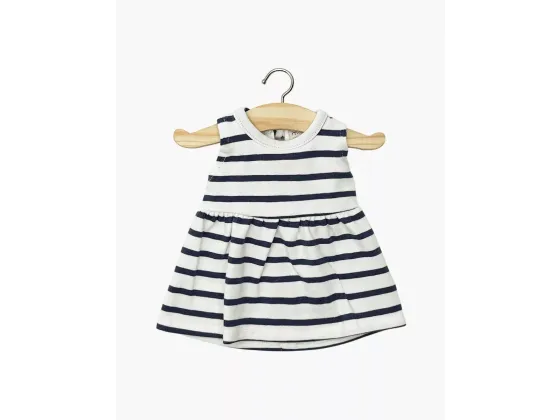 Kjole til dukke - Navy/hvit stripete