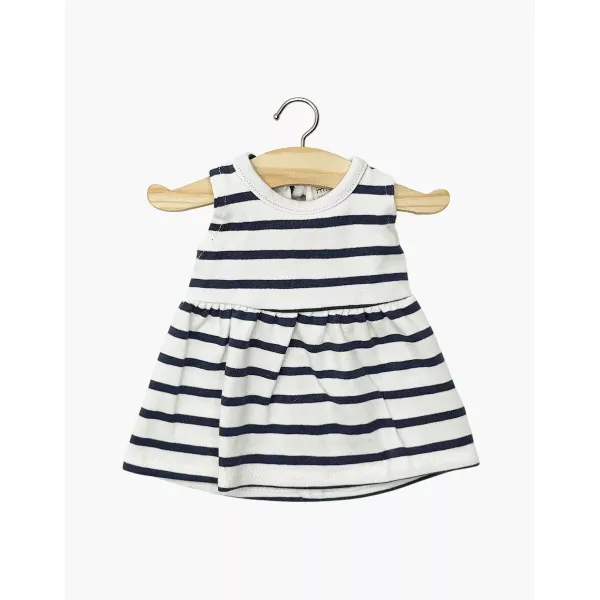 Kjole til dukke - Navy/hvit stripete