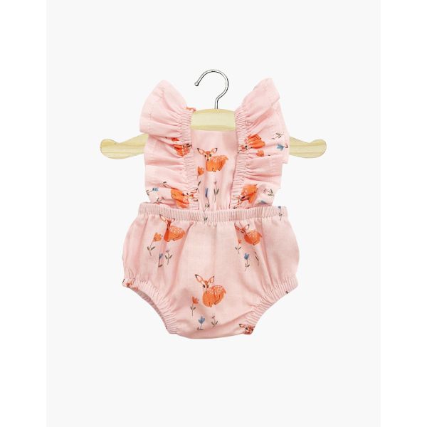 Romper til dukke - Rosa med rådyr