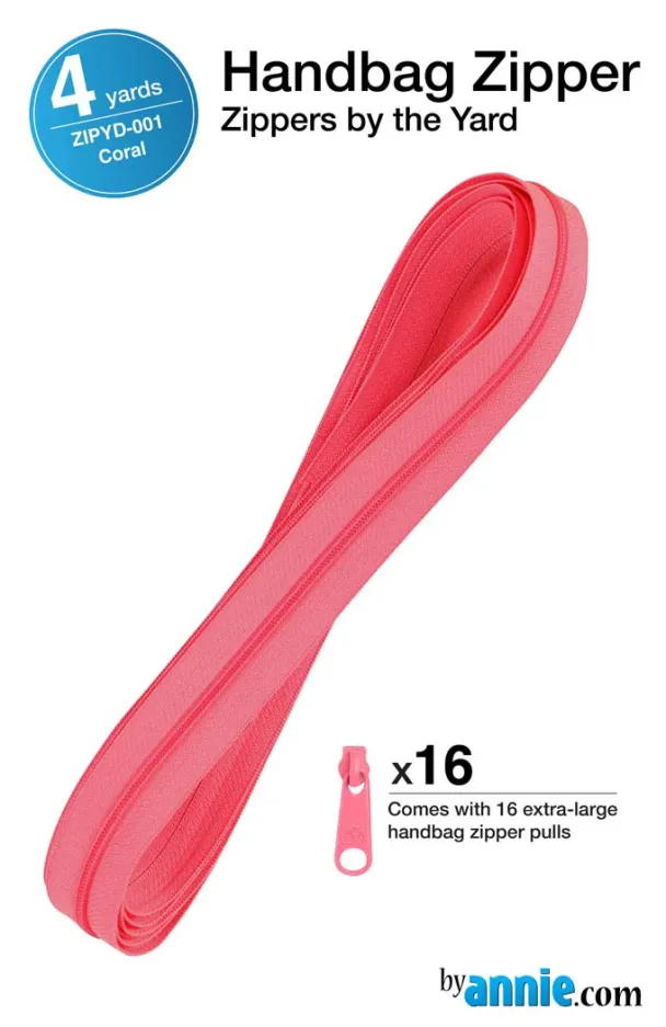 By Annie - Glidelås 6mm spiral 4 yard med 16 glide- Coral