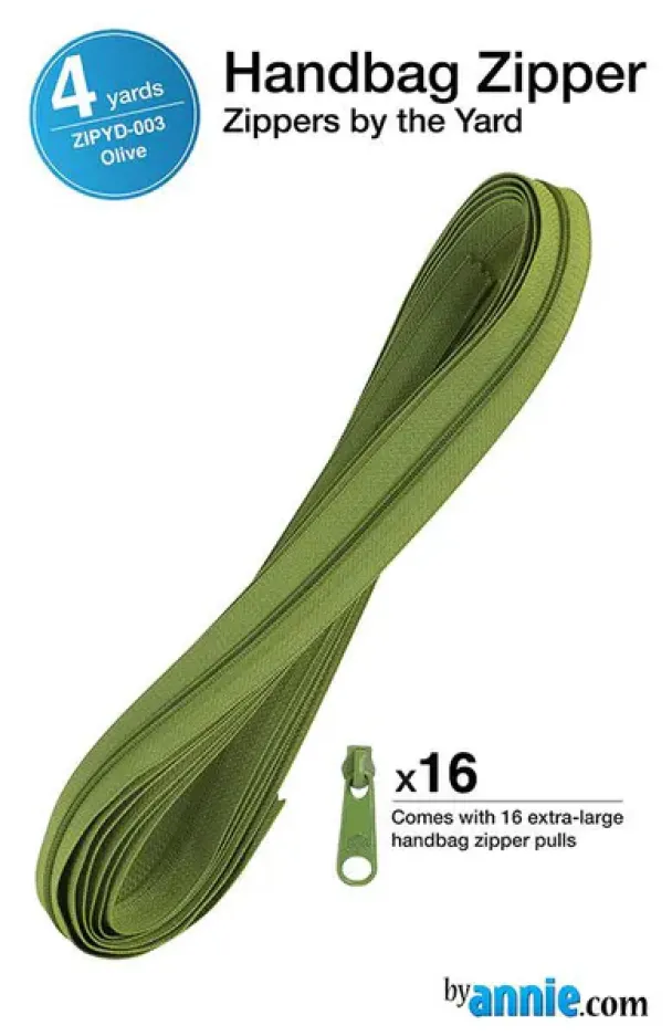 By Annie - Glidelås 6mm spiral 4 yard med 16 glide- Olive