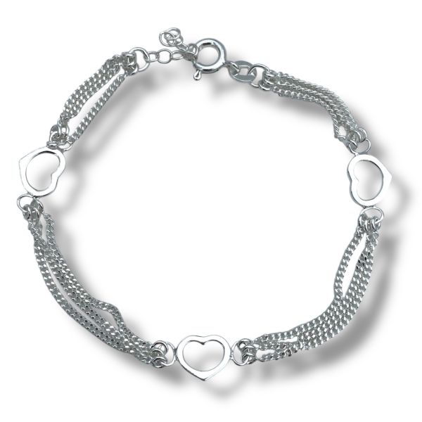 Armbånd m. lenker og hjerter