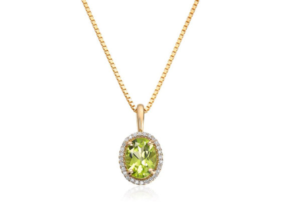 Anheng - Gull 0,16ct WSI diamant og Peridot