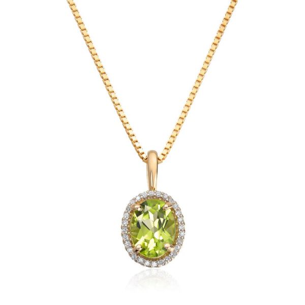 Anheng - Gull 0,16ct WSI diamant og Peridot
