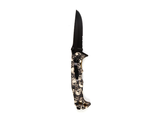 Knife skull & clip black ivory