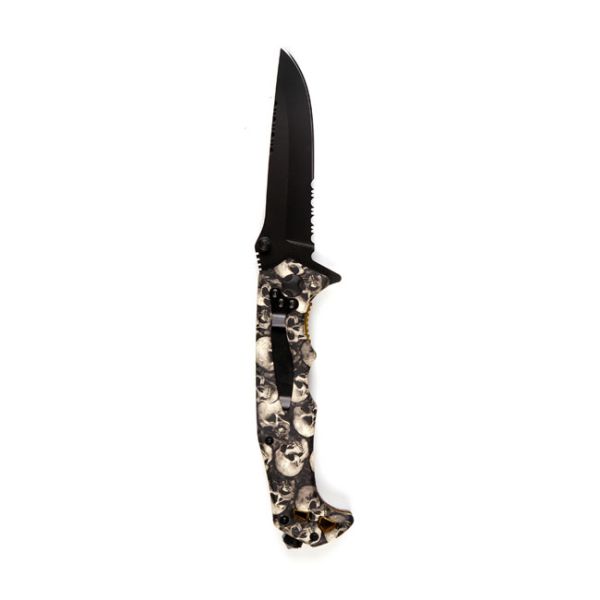 Knife skull & clip black ivory