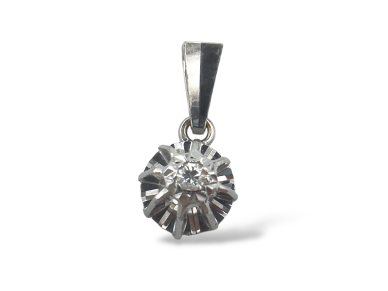 Klosterfoss Vintage - Anheng hvit gull m. diamant 585
