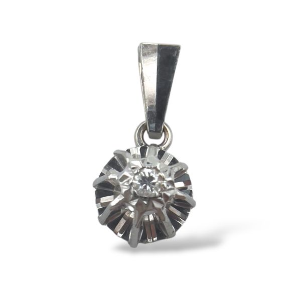 Klosterfoss Vintage - Anheng hvit gull m. diamant 585