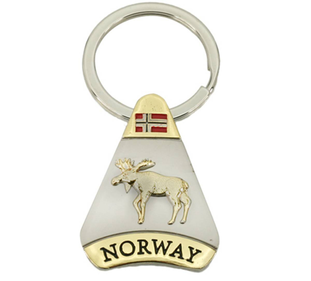 Nøkkelring, trekant, gull/ sølv, Elg 