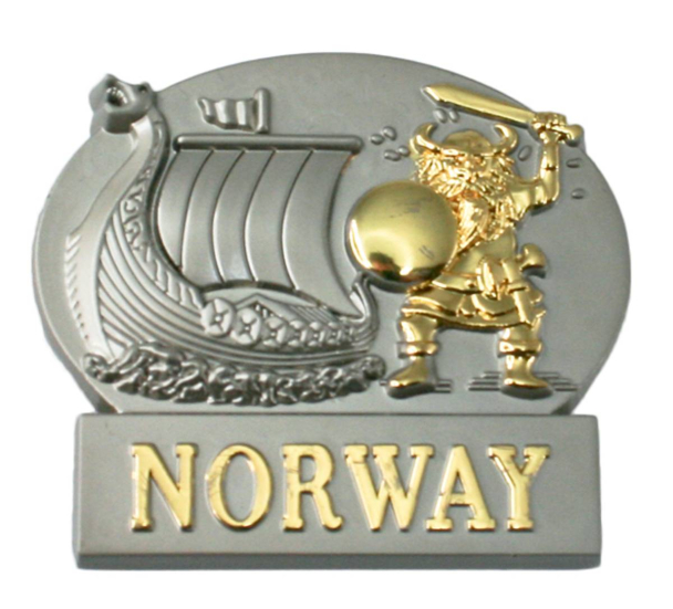 Magnet, metall, gull viking m. vikingskip 