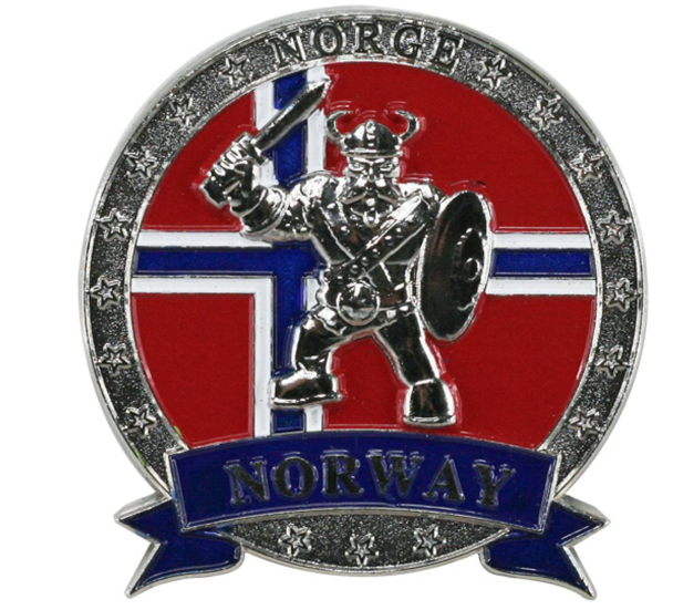 Magnet med sølv viking og Norway