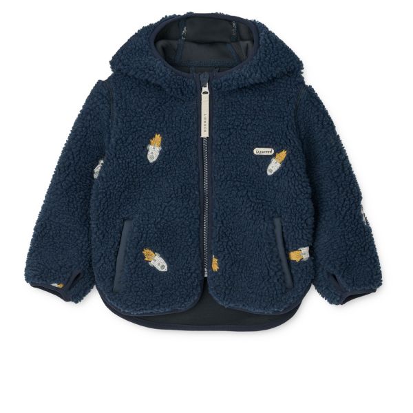 Liewood | Mara Pile Jacket Ears - Rocket/Classic Navy/Embroidery
