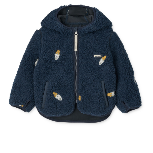 Mara Pile Jacket Ears - Rocket/Classic Navy/Embroidery - Image 1