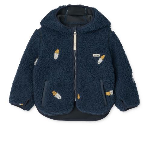 Liewood | Mara Pile Jacket Ears - Rocket/Classic Navy/Embroidery