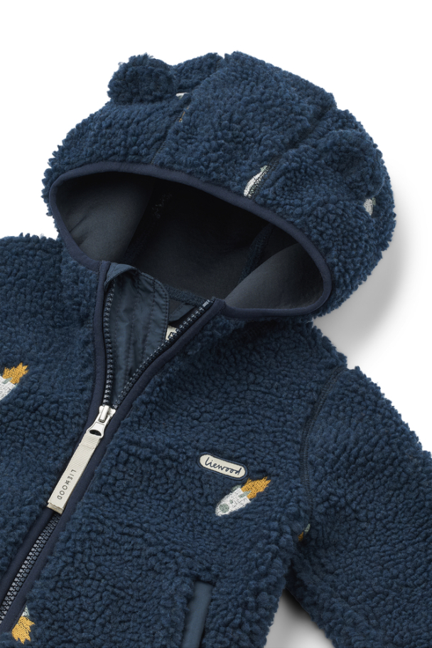 Mara Pile Jacket Ears - Rocket/Classic Navy/Embroidery - Image 3