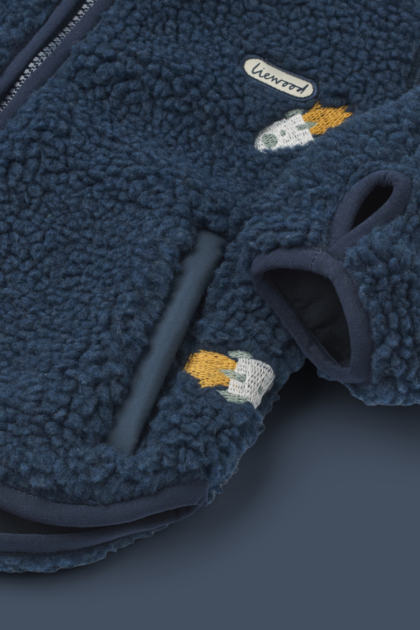 Mara Pile Jacket Ears - Rocket/Classic Navy/Embroidery - Image 4