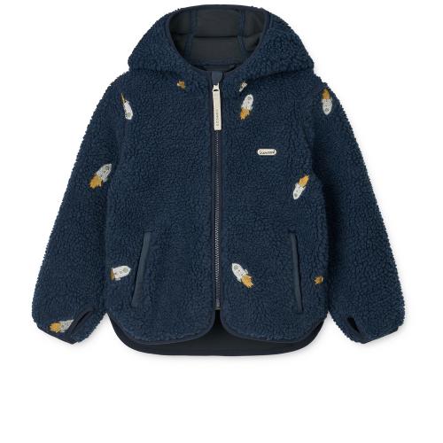 Liewood | Mara Pile Jacket - Rocket/Classic Navy/Embroidery