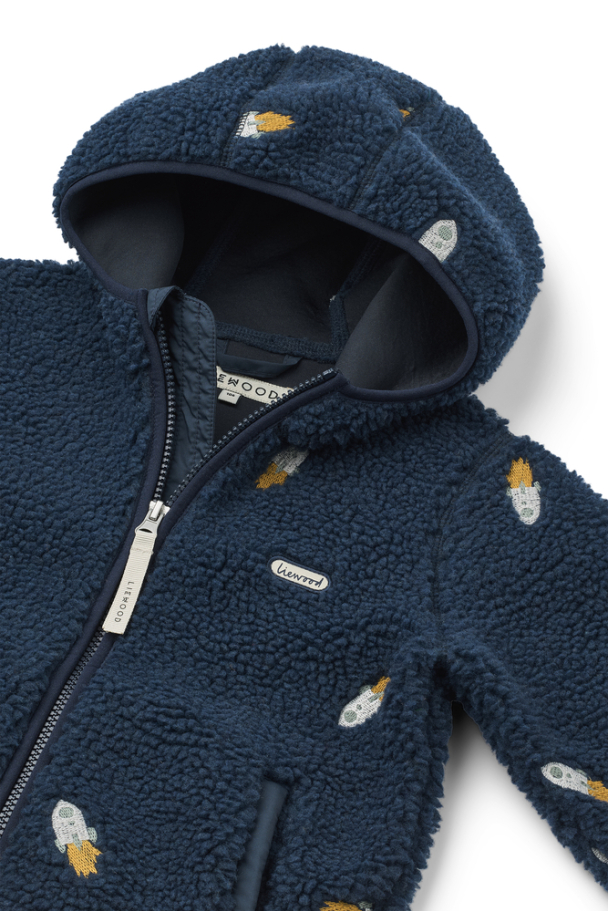 Mara Pile Jacket - Rocket/Classic Navy/Embroidery - Image 3