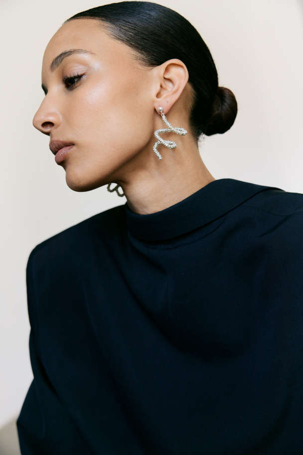 SKINNY VIPER EARRINGS SILVER - Image 2