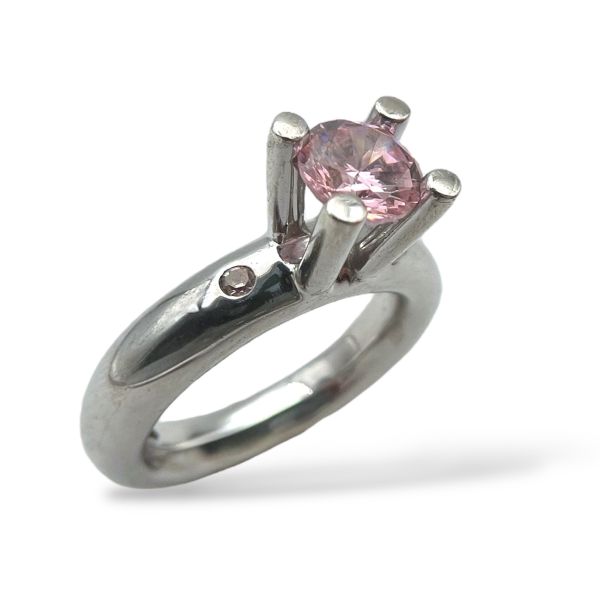 Klosterfoss Vintage - Sølv ring m. rosa zirkonia 925