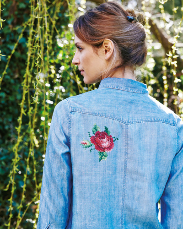 Permin Motiv på vannoppløselig stramei - Rose