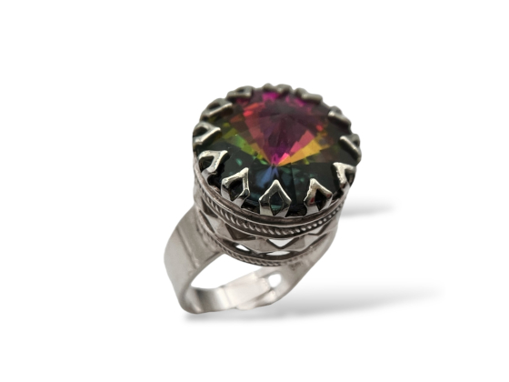 Klosterfoss Vintage - Sølv ring m. fargerik stein 830
