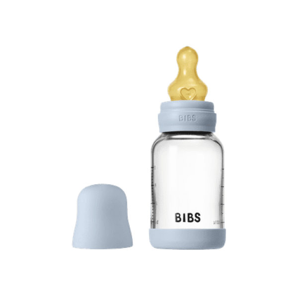 Glass Baby Bottle Latex 120 ml  - Baby Blue - Image 1